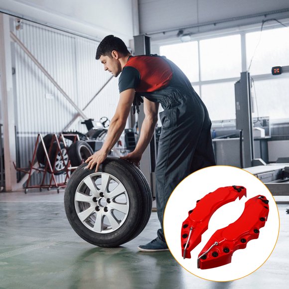 KALLORY 1Par Cubiertas Para Caliper De En ABS Color Rojo Para Estilo Vehicular