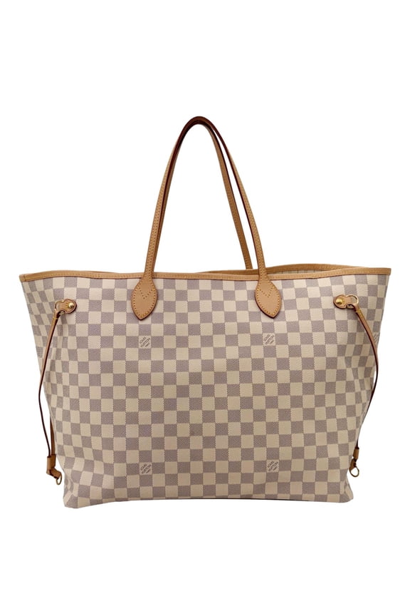 Pre-Owned Louis Vuitton Neverfull GM Damier Azur Tote Shoulder Bag White