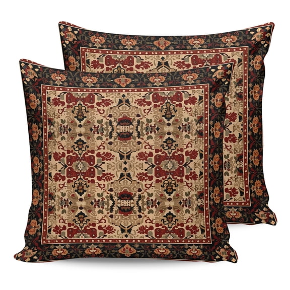 20x20 Pillow Covers Set of 2, Brown Red Boho Throw Pillow Covers Decorative Couch Cushion Case, Vintage Geometric Abstract Art Microfiber Square Pillowcases for Bedroom Car Living Room