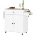 thumbnail image 1 of Rolling Kitchen Island with Drop Leaf, White Kitchen Storage Cart with Drawer, Cabinet, Spice Rack & Towel Bar, Mobile Breakfast Table for Small Kitchen & Dining Area, 41.7"W, 1 of 7