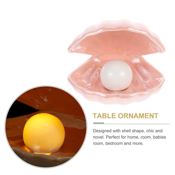 Raindrops Table Lamp For Bedroom Seashell Nightlight Ceramic Pink 1Pcs