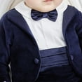 thumbnail image 4 of qolati Newborn Baby Boys' Gentleman Rompers Long Sleeve Printed Jumpsuit Outfit Tuxedo Footie One-Piece Bodysuit Infant Clothes with Bow Tie, 4 of 7