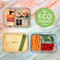 thumbnail image 3 of EcoPreps Large Glass Bento Box Containers with Bamboo Lids, 3 Compartment Glass Meal Prep Container Set (2 Pack, XL) - 100% Plast, 3 of 9