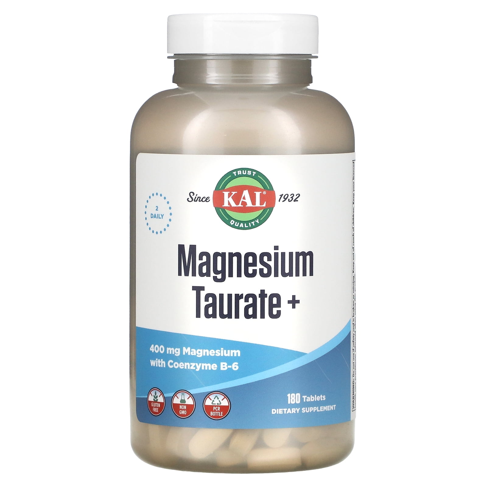 Magnesium Taurate +, 200 mg, 180 Tablets, KAL