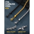 thumbnail image 6 of PROSTEEL Mens Necklace Rope Chain for Men Gift 6mm 22 Inch Stainless Steel Twist Chain Necklace for Boyfriend Husband Birthday Father Day, 6 of 7