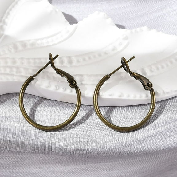 10pairs Brass Hoop Earrings Ring Antique Bronze 20x1.5mm Pin: 0.6mm