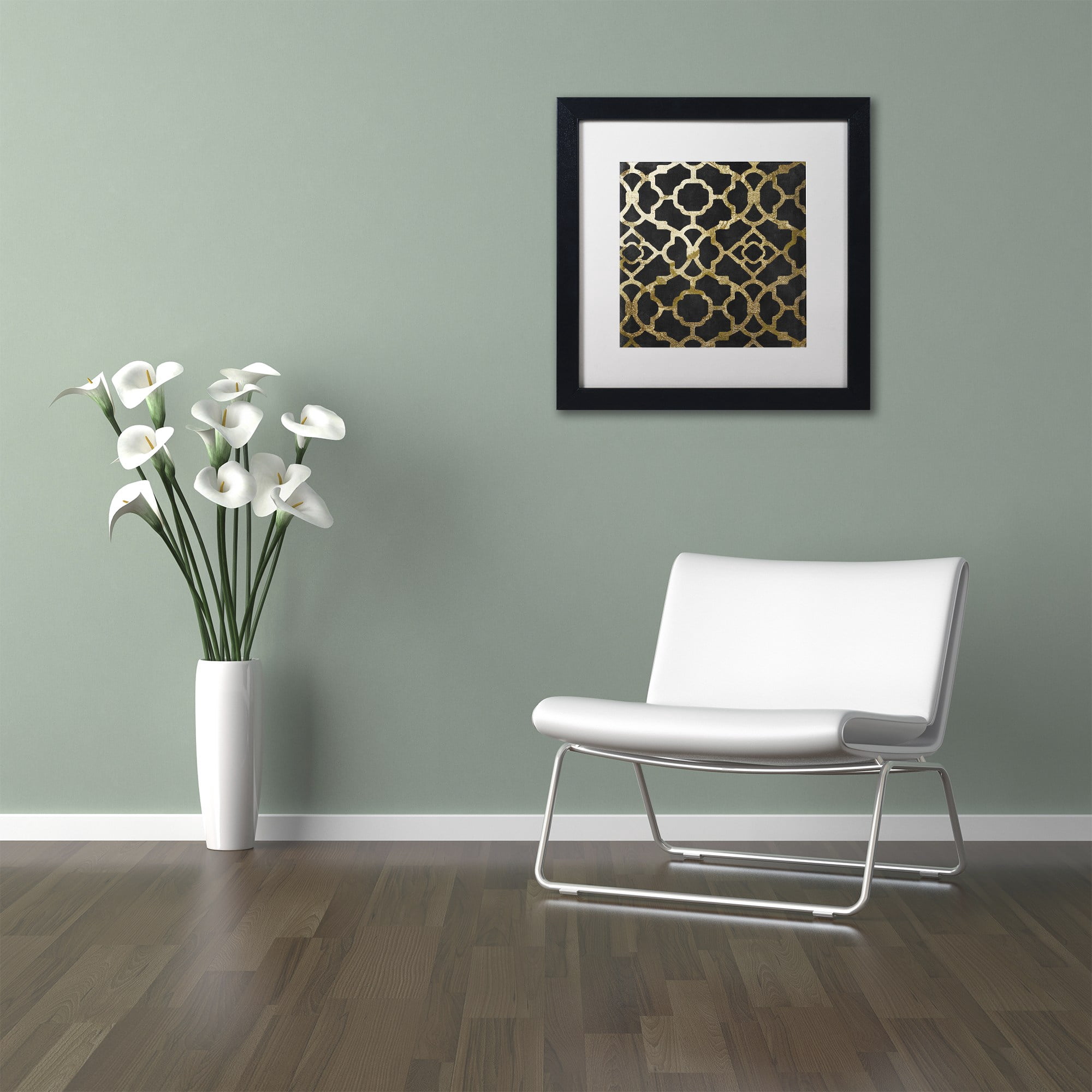 Trademark Fine Art "Moroccan Gold IV" Canvas Art by Color Bakery, White Matte, Black Frame