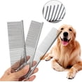 thumbnail image 4 of Juego de 3 peines para el cuidado de mascotas, 3 tamaños, acero inoxidable, para perros y gatos., 4 of 5