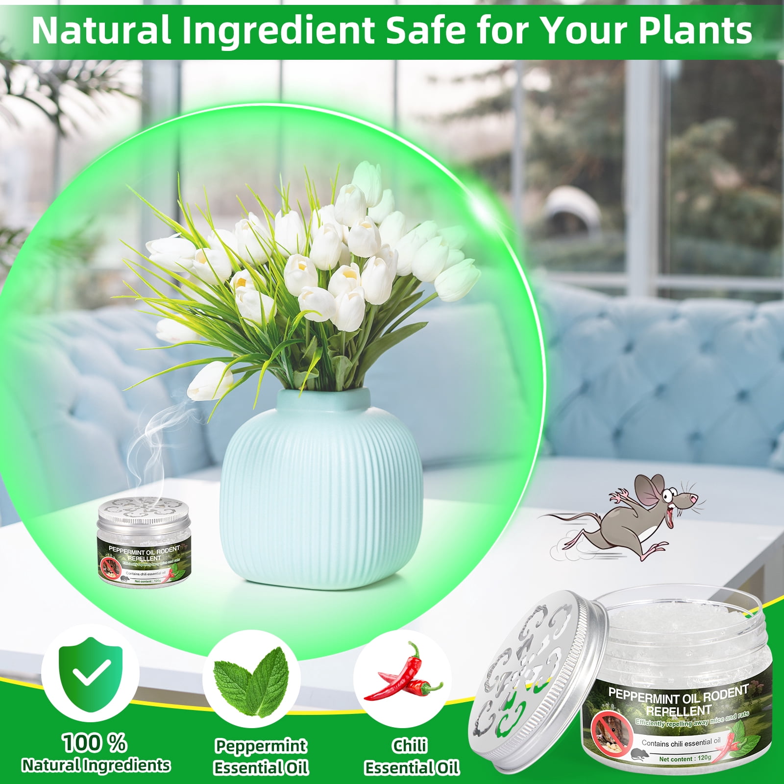 JLLOM Rodent Repellent, Car Engine Protection Humane Mouse Trap Alternative Effective Home Pest Control