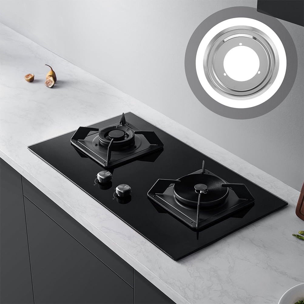 KAKOWELY Stainless Steel Round Stove Burner Drip Pan Tray Universal Replacement for Gas Stoves, Plated Design