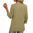 thumbnail image 5 of Oksale V Neck Tops for Women Stretch Cotton Spandex Long Sleeve Shirts Soft Cozy Fitted T ShirtsSolid Color Basic Tops Khaki 2XL, 5 of 8