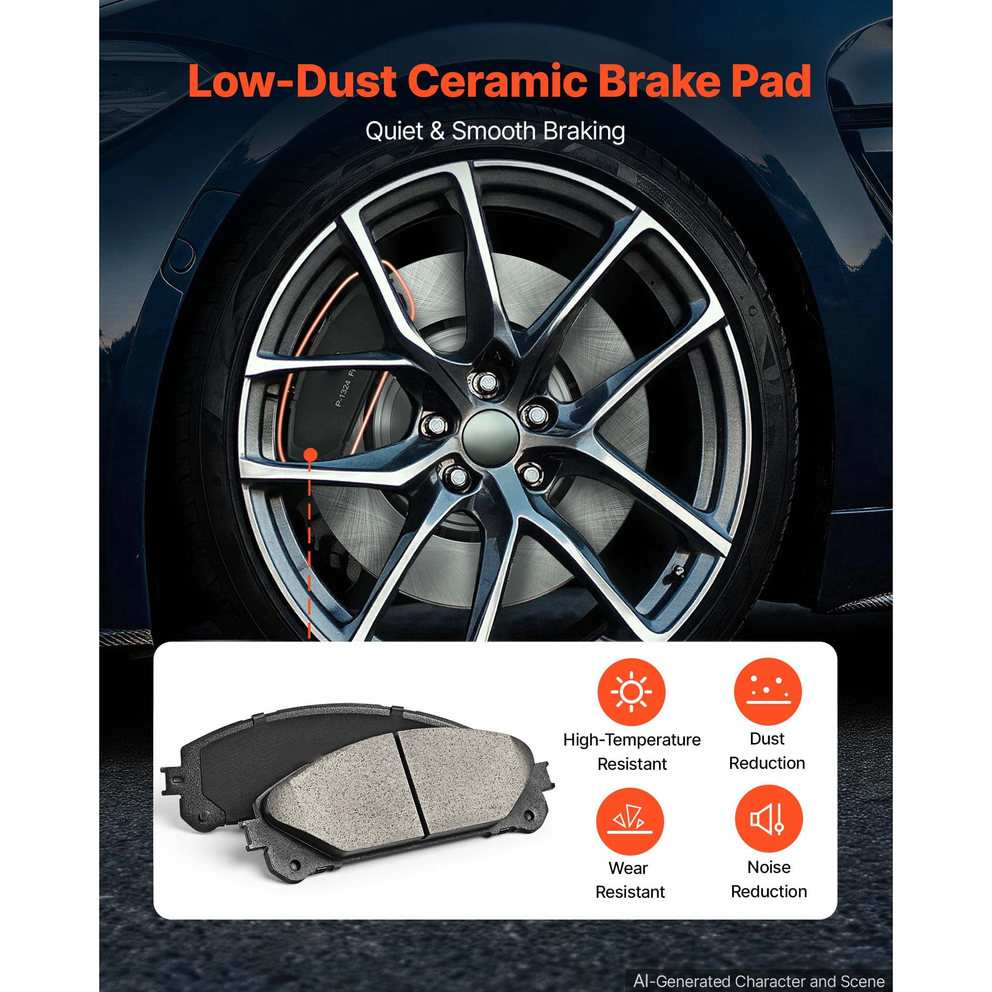 KFFKFF Front & Rear Brake Kit with Ceramic Brake Pads & Hollow Rotors, Compatible with 2010-2015 Lexus RX350, 2010-2015 Lexus RX450H, 2015-2019 Toyota Highlander, 2011-2020 Toyota Sienna