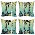 thumbnail image 1 of Ambesonne Turtle Throw Pillow Cover 4 Pack, Grunge Tropical Land, 20", Pale Yellow Mint Green, 1 of 2