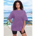 thumbnail image 3 of Playera ADOREJOY oversize de cuello redondo y manga corta, talla 2XL, morada, 3 of 8