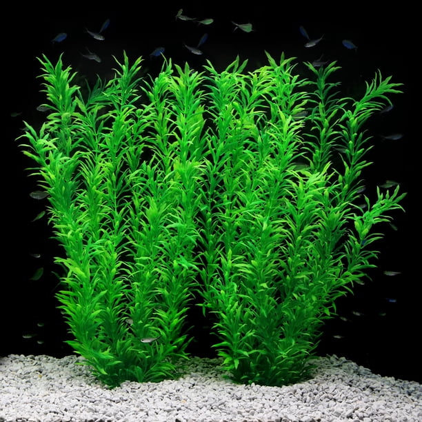 Plantas de plástico JIHAQUA para decoración de acuarios, extra grandes, 53 cm, color verde