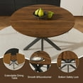 thumbnail image 3 of Miniyam Round Extendable Dining Table, Faux Marble Top with Yellow X-Shaped Steel Base, 43" to 59" Modern Kitchen Table for 4–6 People, White, 3 of 7
