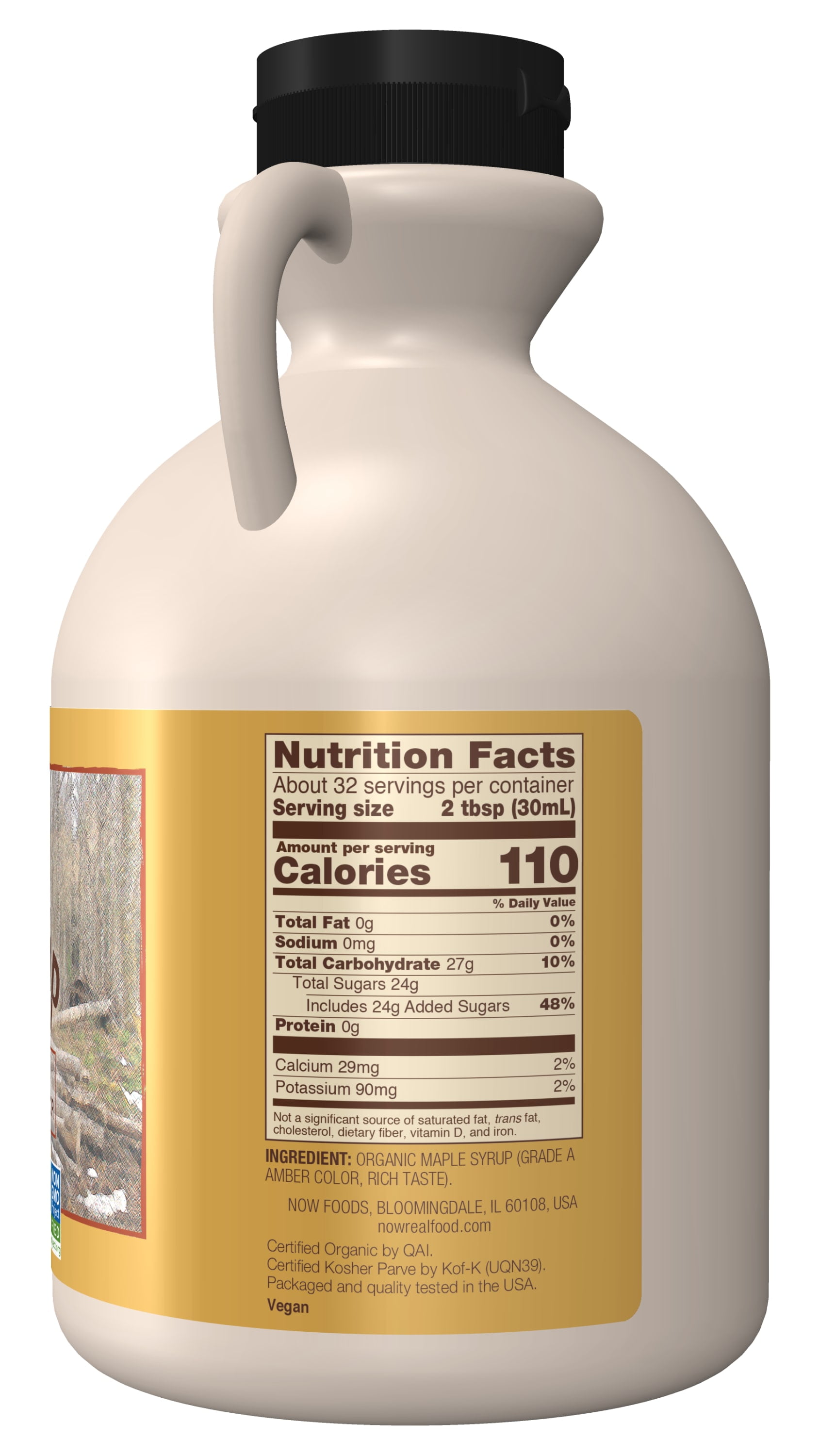 NOW Foods, Certified Organic Maple Syrup, Grade A Amber Color, 100% Pure, Certified Non-GMO, 32-Ounce