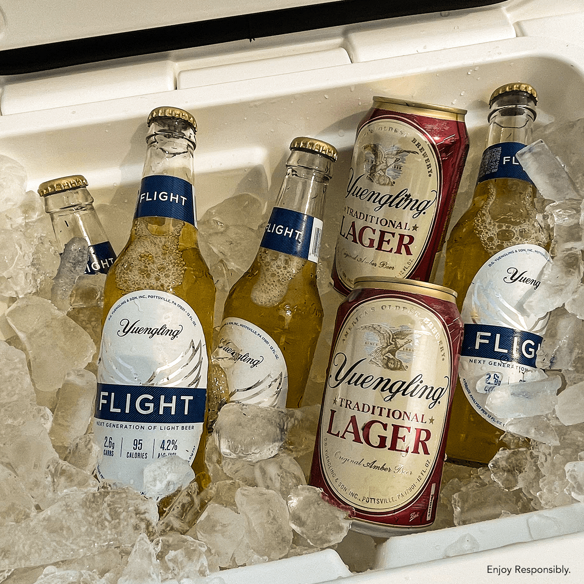 Yuengling FLIGHT Light Beer, 12 Pack Beer, 12 fl oz Glass Bottles, 4.2% ABV, Domestic Lager