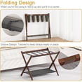 thumbnail image 2 of 2 Pack Bamboo Luggage Rack for Guest Room, 26.77" Folding Wide Suitcase Stand with Fabric Storage Shelf, Thickened Luggage Stand Holder for Bedroom Hotel, Luggage Rack for Suitcases (Brown), 2 of 18