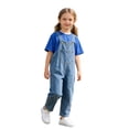 thumbnail image 4 of SONGGE Toddler Girls Denim Overalls Casual Loose Fit Jumpsuit With Tops Outfit Sets For Baby Solid Color Boho Clothing Sets, 4 of 5