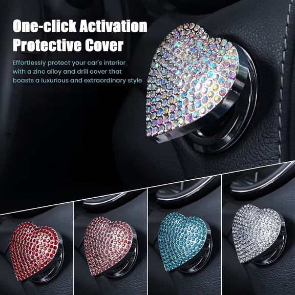 MELIVO Push Start Button Cover Car Engine Start Stop Button Cover Protector Sparkling Universal Easy Installation Switch Cover Automotive Interior Accessories Light Blue