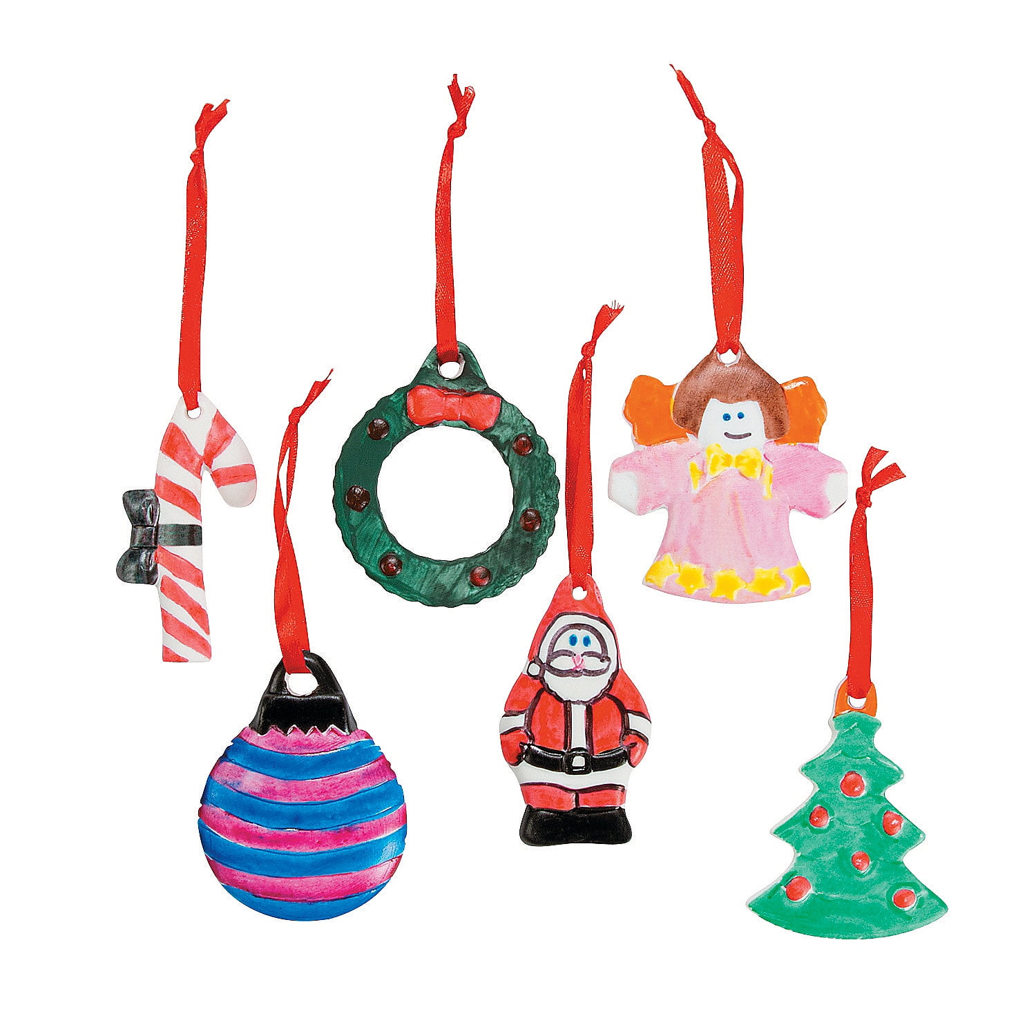 DIY Ceramic Glazed Ornaments, Craft Kits, Christmas, 6 Pieces
