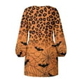 thumbnail image 4 of Yuyamidu Cobweb Long Sleeve Dress Bat Flowy Swing Dresses for Women Size L Leopard Print Casual A-Line Dress Halloween Crew Neck Tie Waist Dresses for Spring Fall Winter, 4 of 7