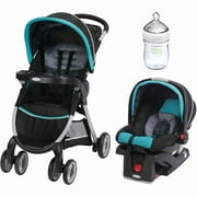 Angle View: Graco FastAction Fold Click Connect Travel System, Car Seat Stroller Combo, Choose Your Color with Nuk Simply Natural 5oz Bottle, 1-Pack