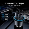 thumbnail image 3 of USB C Car Charger Fast Charging 200W, Dual PD 100W Type C Car Charger, PD3.0/QC4.0/PPS Cigarette Lighter Adapter, 3 of 7