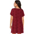 thumbnail image 2 of Bixox Robe de Nuit pour Femme à Motif de Flocons de Neige Rouges de Noël, Vêtement de Nuit Doux et Respirant, Robe de Pyjama à Col Rond Longueur Genou, Tenue d'Intérieur pour la Maison et le Sommeil, 2 of 7