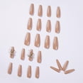 thumbnail image 2 of Uñas postizas HUOGUO con incrustaciones de diamantes de imitación de perlas de color té con leche, 2 of 3