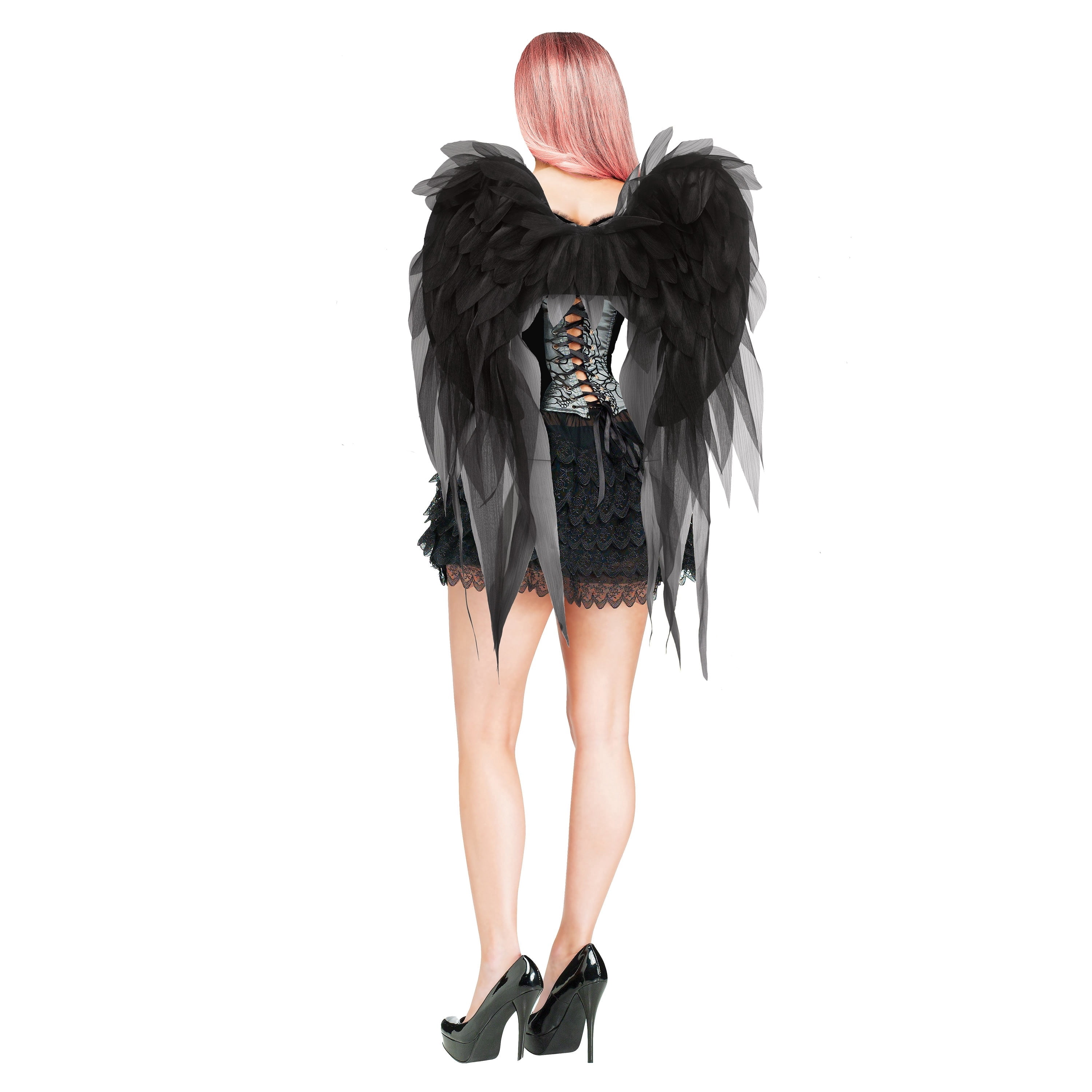Fabric Feather Wings Costume Accessory for Adults, Black, Halloween by Way To Celebrate
