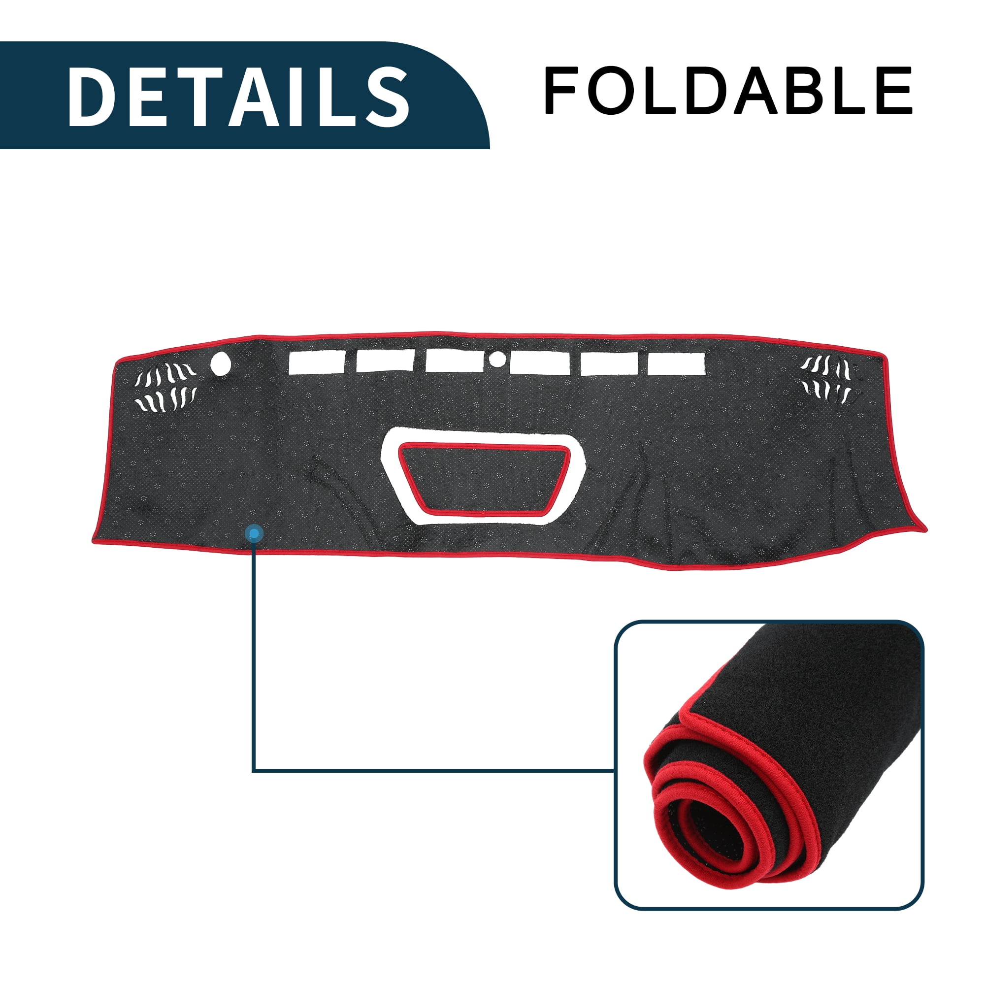 Unique Bargains Dash Cover for Nissan Frontier Non-Slip Console Mat Black Red 1 Pcs