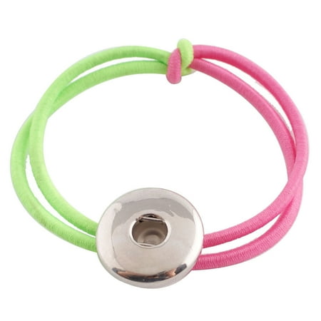 - 1 Hair Tie Pony Tail Holder - Pink Green FITS 18MM Candy Snap Charm Jewelry Silver kb0615 CJ0557