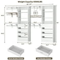 thumbnail image 2 of Homieasy Adjustable Closet Organizer System with 8 Wooden Drawers & 4 Hanging Rods & Adjustable Shelves, Heavy-Duty Wardrobe Tower sets for Bedroom/Laundry/Entryway White, 2 of 7