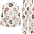 thumbnail image 5 of Top-kevin Women Long Sleeve Pajama Set Comfy Pjs Sets Donut Pattern Hearts Icing 2 Piece Lounge Set, 5 of 12
