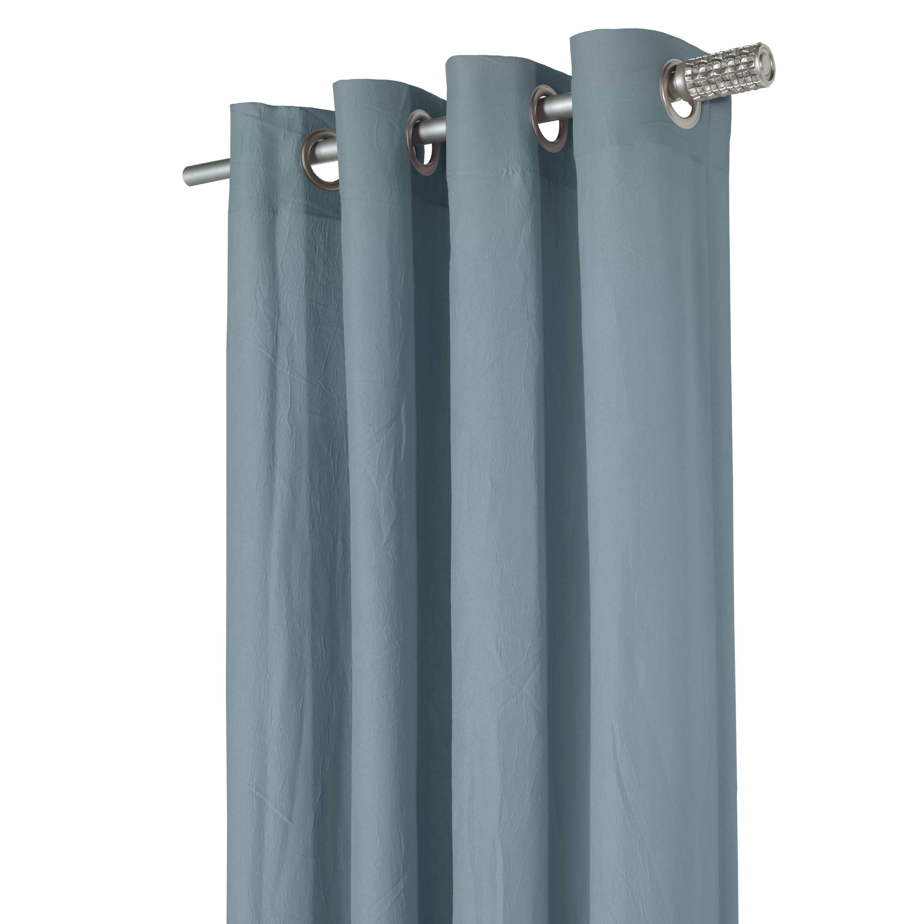 Hannah Crinkle Textured Microfiber Curtain Panel 52" x 63" in Blue