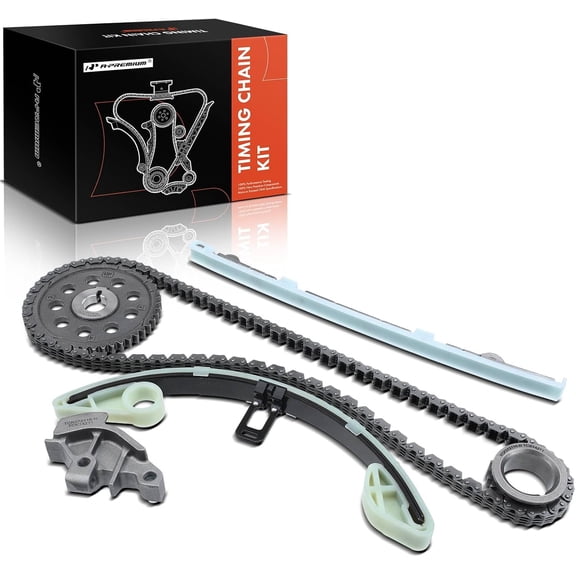 A-Premium Set of 6PCS Engine Timing Chain Kit W/Tensioner & Guide & Sprocket [fits DOHC, 4Cyl 1.5L] Compatible with Honda Fit 2007 2008, Replace# 9-5781, 9-5642, 9-5641