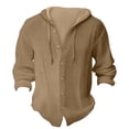 thumbnail image 3 of Men Spring Jacket Cardigan with Hooded Long Sleeve Button Front Jacquard Weave Solid Tone Casual Shirt, 3 of 3