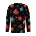 thumbnail image 3 of Women's Fashionable Casual Long Sleeved Plus Size Print Top Plus Size Floral Print Top with Christmas Cartoon Dense Print, Holiday Themed Comfort Fit Blouse,Navy,4XL, 3 of 6