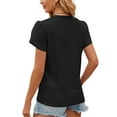 thumbnail image 4 of TEMOFON Women's Petal Sleeve Tops Color Block Summer Casual Tshirts Loose Fit Shirts Fashion Lace V Neck Black Tees Plus Size XXL, 4 of 4