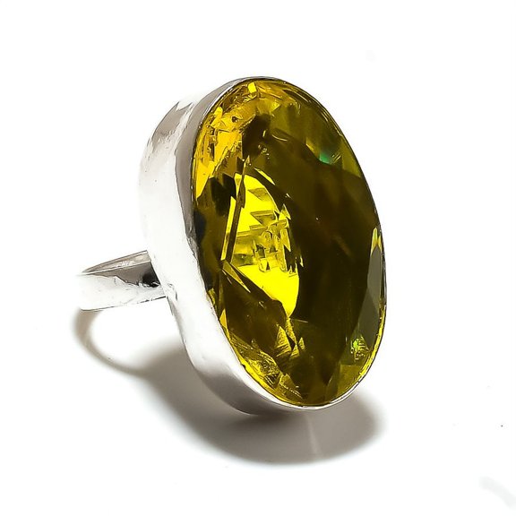 Natural Citrine Gemstone Handmade 925 Sterling Silver Gift Ring Size 7.5