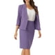 thumbnail image 4 of Conjunto de traje de 2 piezas para mujer INSPIRE CHIC, blazer sin cuello de manga 3/4, falda lápiz de cintura alta, atuendos de trabajo, morado M, 4 of 6