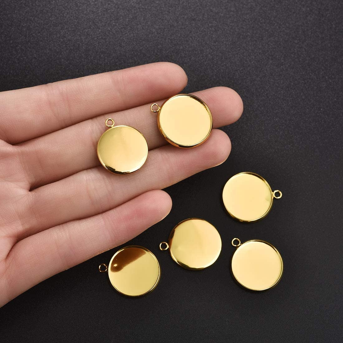 Lanbeide Stainless Steel Pendant Trays Cabochon Settings Bezel Pendant Blanks for DIY Crafting Photo Jewelry Making 16x16mm Gold Round 16mm 20pcs Gold Walmart