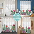 thumbnail image 5 of No Hook Shower Curtain with Snap in Liner, Watercolor Cactus Pink Flowers Waterproof Bath Curtain Double Layers with See Through Top Window, Vintage Wood Grain Hotel Shower Curtains 72x84in, 5 of 9