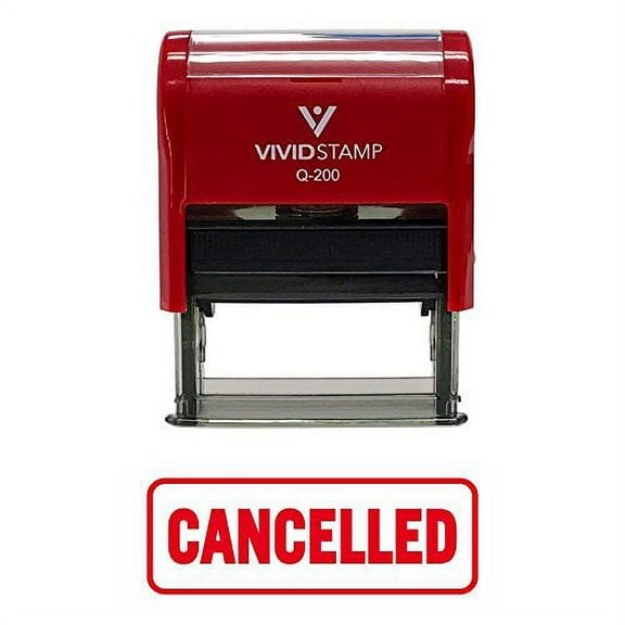 Vivid Stamp Cancelled W/Border Office Self-Inking Office Rubber Stamp (Red) - M