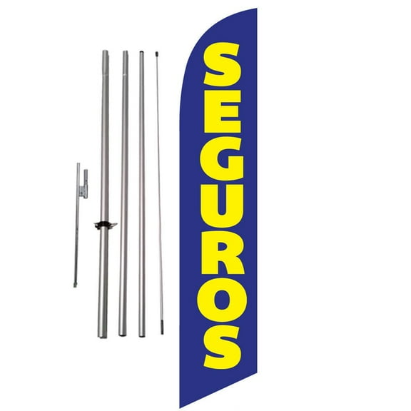 Seguros Insurance 15ft Feather Banner Swooper Flag Kit with pole & spike