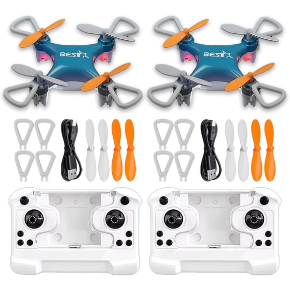 Mini Drone Beginner-Friendly Stunt Flyer, All-Ages Mini Drone for adults & kids 8-12, Small Hobby RC Quadcopters & Multirotors with One-Touch Takeoff, Easy Stunt Flights & 360° Tricks (Blue*2PCS)