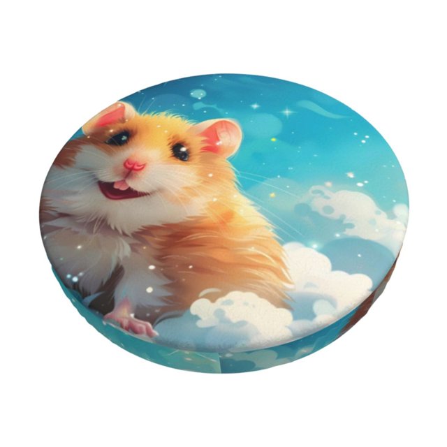 Balery Cloud Cute Hamster Fundas de asiento para taburete de bar redondo de tela de terciopelo ajustables que protegen de arañazos y manchas para sillas de 14 a 17 pulgadas.-12 inch