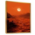 thumbnail image 2 of Designart "Coastal Sunset Lights in Red Glow" Coastal Framed Wall Art - Coastal Red Coastal Sunset Entryway Framed Wall Art Print, 2 of 6